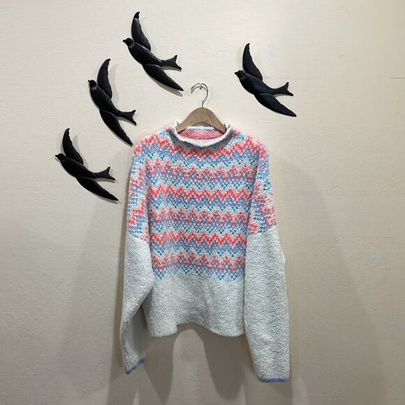Anthropologie Pilcro Selene Fair Isle Chenille White Pastel Sweater - XL - Picture 10 of 13
